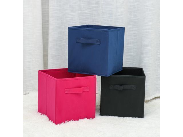 Foldable Storage Non-woven Box Organizer For Clothes Books Toys-Dark Blue