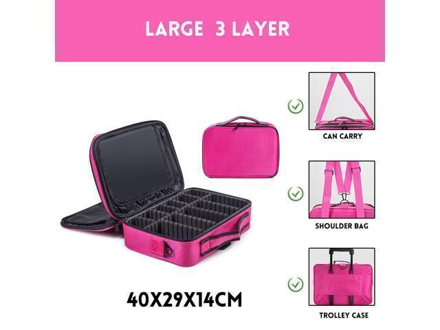 Women Makeup Bag 2/3 Layer Space Travel Organizer Storage Handle Waterproof-#02