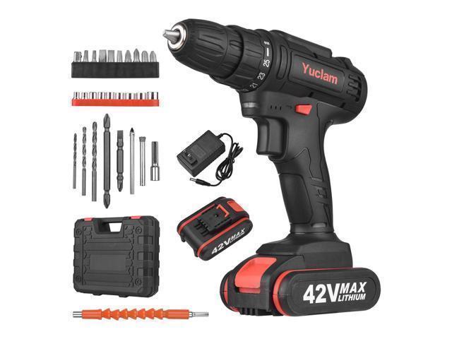 Cordless Screwdriver Yuclam Electric Screwdriver Two-Speed Drill with LED Light 25+1 Torque Flexible Shaft 3/8 Inch Chuck 50Nm Power Screwdriver for Furniture Assembly Home DIY Project